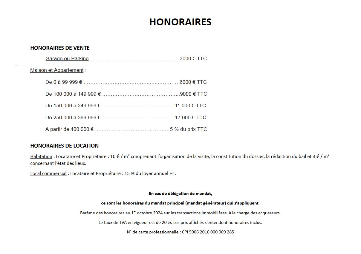 Honoraires Côté Ville immobilier